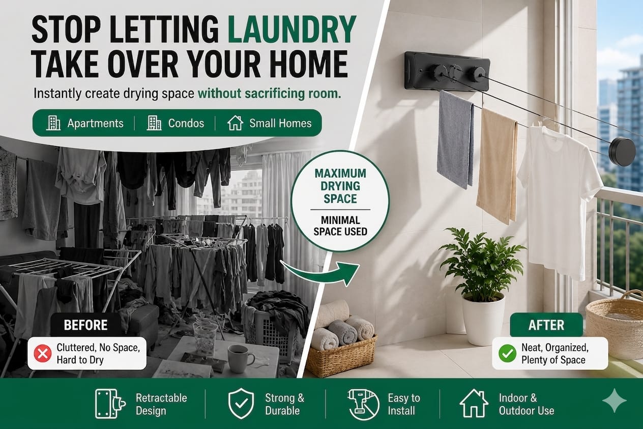 Retractable Wall-Mounted Clothesline