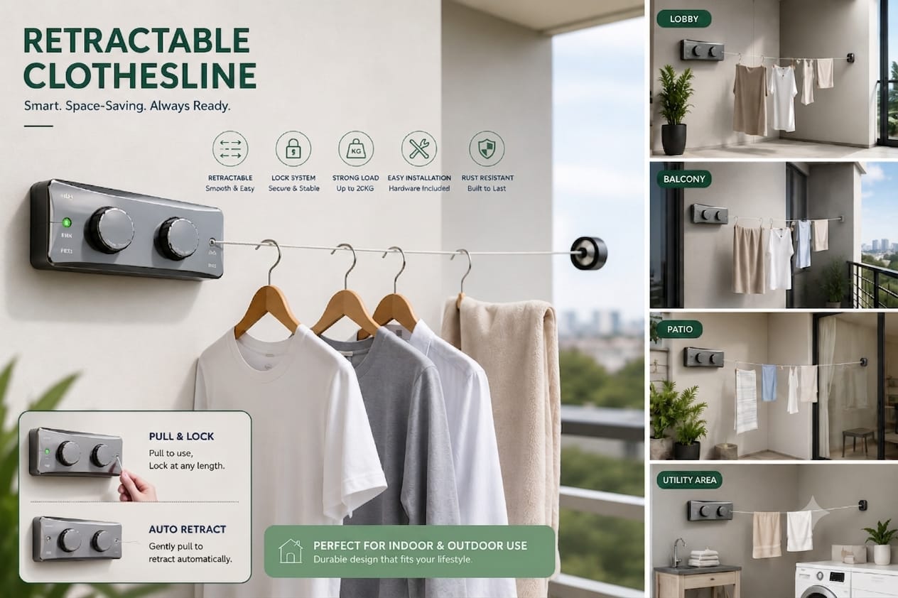 Retractable Wall-Mounted Clothesline